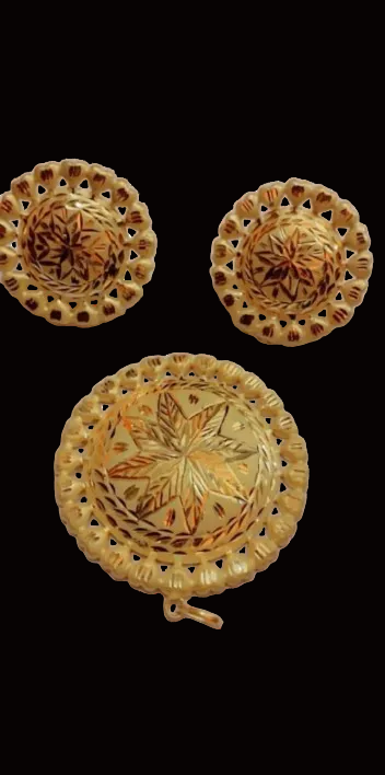 21K Gold Starburst Round Earrings & Pendant Set – 12 Grams