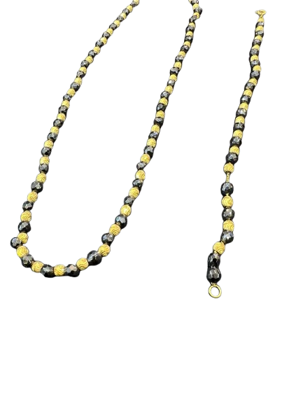 Black & Gold Bead Necklace set 40.2 G