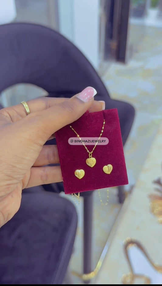 18K Gold Kids’ Heart Jewellery Set