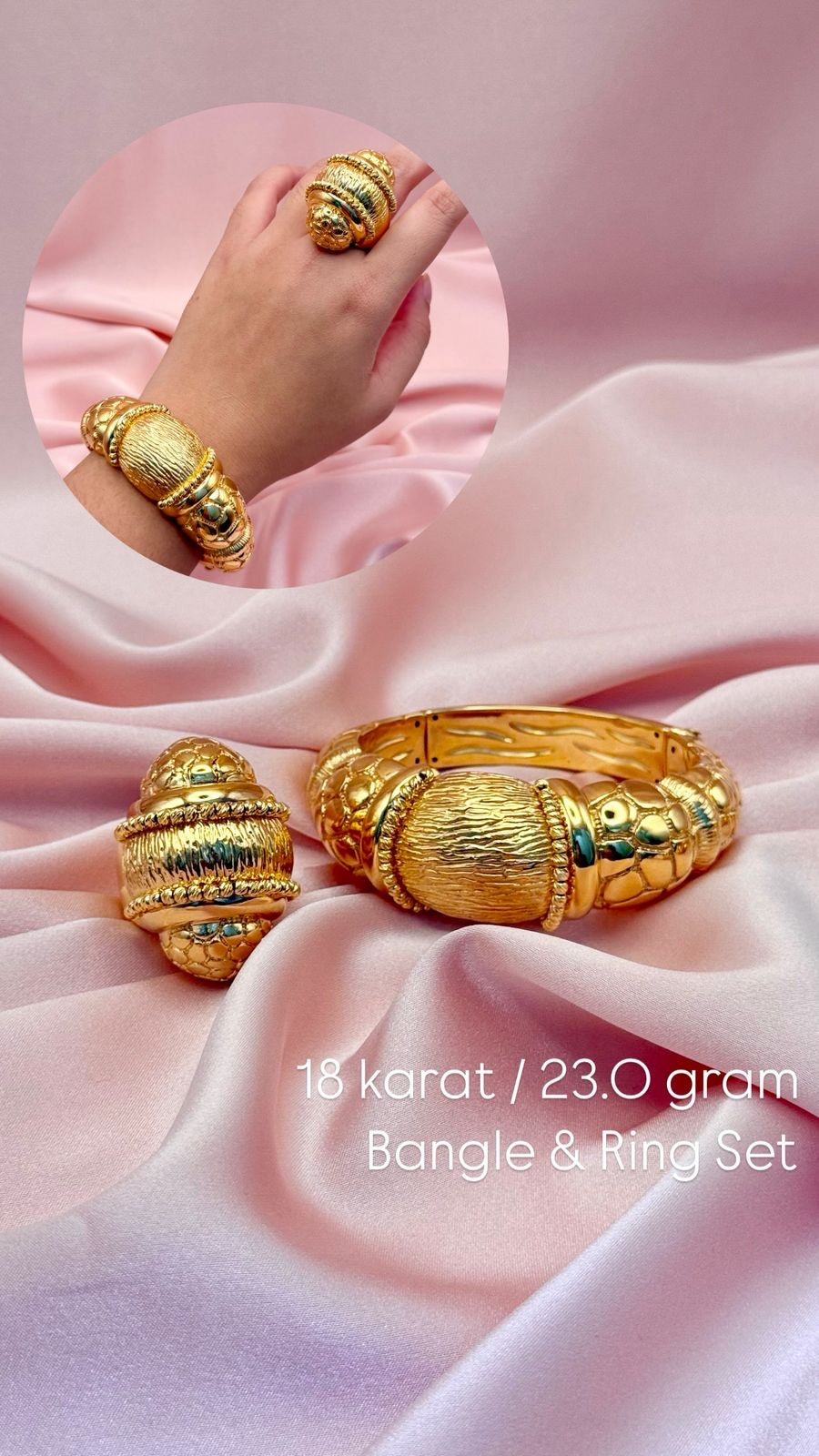 Firenze Collection – 18K Gold Bangle & Ring Set (23.0g)