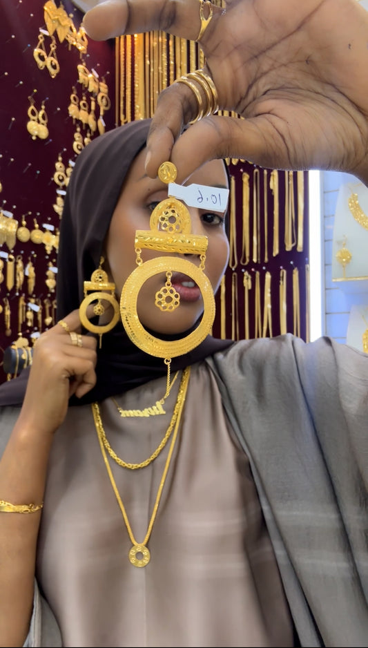 21K Gold Traditional Dubai Earrings – Bold Heritage Statement Design 10.6 g