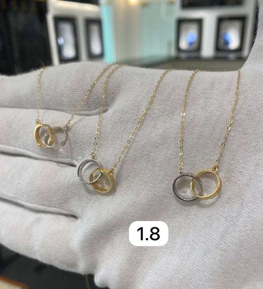 Eterno – 18K Gold Interlocking Rings Pendant Necklace (1.8g)