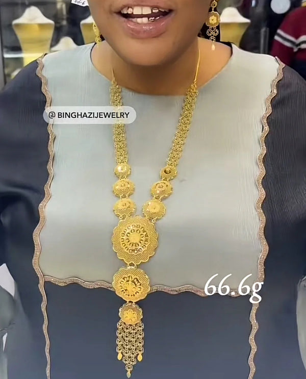 YASRA TURKISH LONG NECKLACE SET 21k - 66.6 g