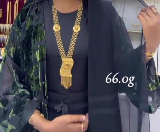 Majestic 21K Gold Long Pendant Necklace & Earring Set – 66.0g