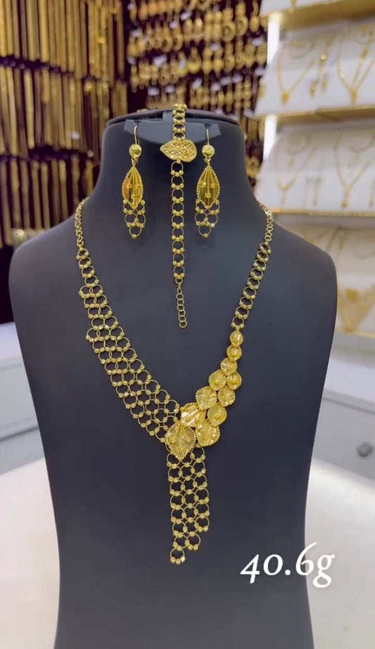 Rosette Chain 21K Turkish Necklace Set (40.6g)