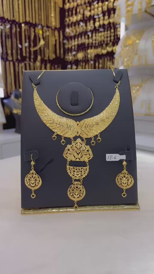 Royal Sahel 21K Gold Set – Dubai Masterpiece - 18.6 G