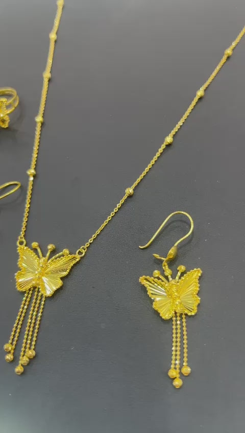 21k- Butterfly Necklace set Bahrani Design 14.8 Grams